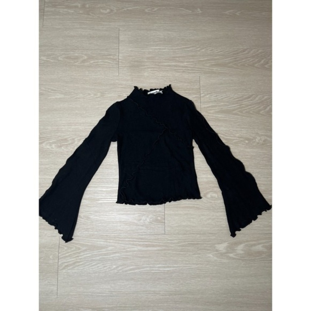 Goth Whimsigoth Grunge Bell Sleeve Asymmetrical Mock Neck Sweater Ruffle Women S